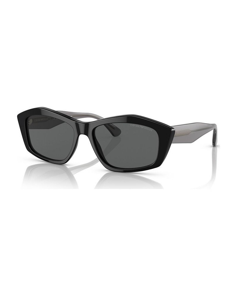 Women's Sunglasses EA418755-X Shiny Transparent Gray $37.00 Womens