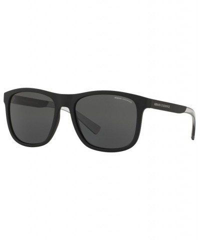 Men's Low Bridge Fit Sunglasses AX4049SF 57 Black $17.71 Mens