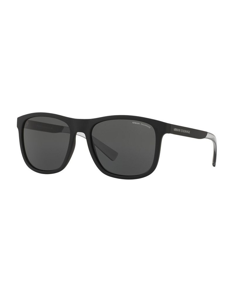 Men's Low Bridge Fit Sunglasses AX4049SF 57 Black $17.71 Mens