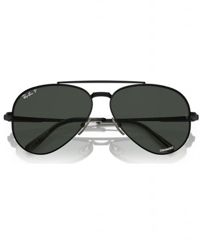Unisex Polarized Sunglasses Aviator II Titanium 58 Black $134.56 Unisex