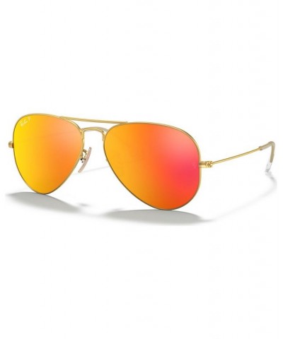 Polarized Sunglasses RB3025 AVIATOR MIRROR GOLD MATTE/BLUE MIR POL $55.38 Unisex