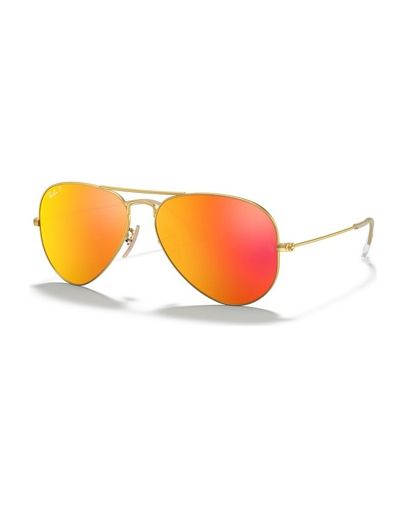 Polarized Sunglasses RB3025 AVIATOR MIRROR GOLD MATTE/BLUE MIR POL $55.38 Unisex