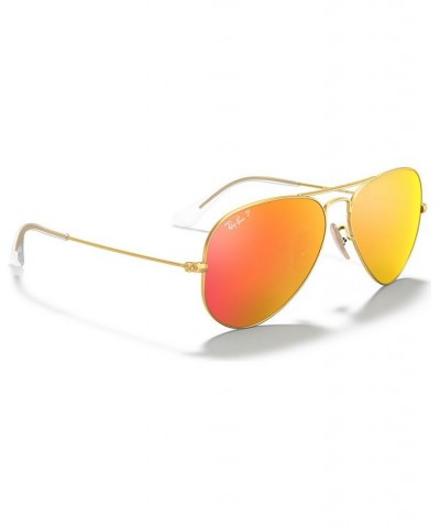 Polarized Sunglasses RB3025 AVIATOR MIRROR GOLD MATTE/BLUE MIR POL $55.38 Unisex