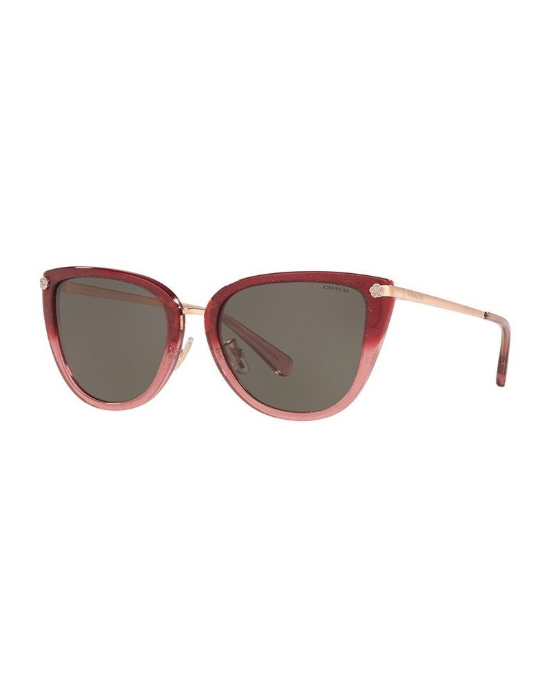 Women's L1099 56 Sunglasses HC827656-X Burgundy Pink Glitter Gradient $27.45 Womens