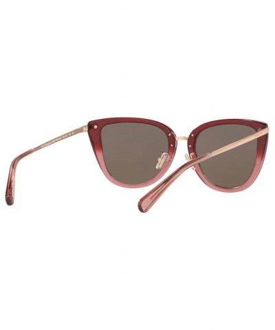 Women's L1099 56 Sunglasses HC827656-X Burgundy Pink Glitter Gradient $27.45 Womens