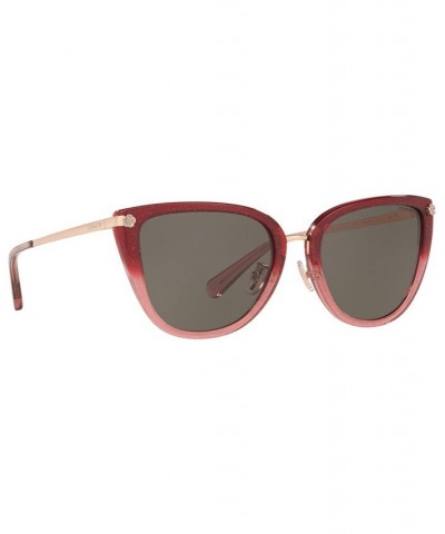 Women's L1099 56 Sunglasses HC827656-X Burgundy Pink Glitter Gradient $27.45 Womens