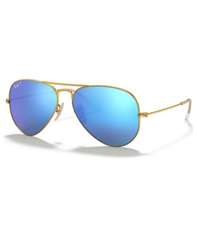 Polarized Sunglasses RB3025 AVIATOR MIRROR GOLD MATTE/GREEN MIR POL $34.08 Unisex