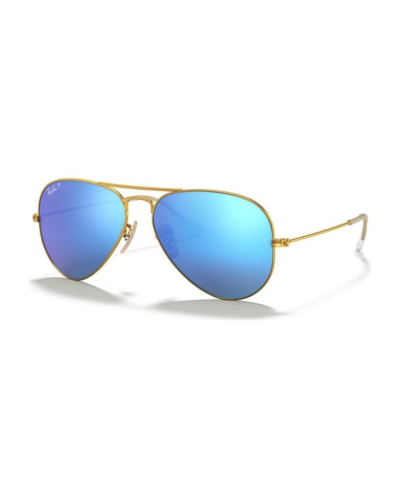 Polarized Sunglasses RB3025 AVIATOR MIRROR GOLD MATTE/GREEN MIR POL $34.08 Unisex