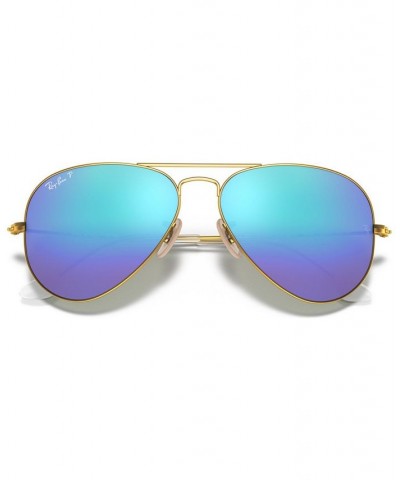 Polarized Sunglasses RB3025 AVIATOR MIRROR GOLD MATTE/GREEN MIR POL $34.08 Unisex