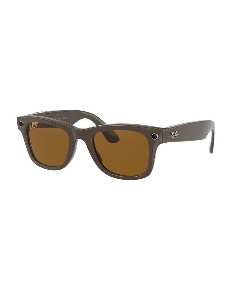 Stories Wayfarer 50 Unisex Polarized Smart Glasses Shiny Brown $95.41 Unisex