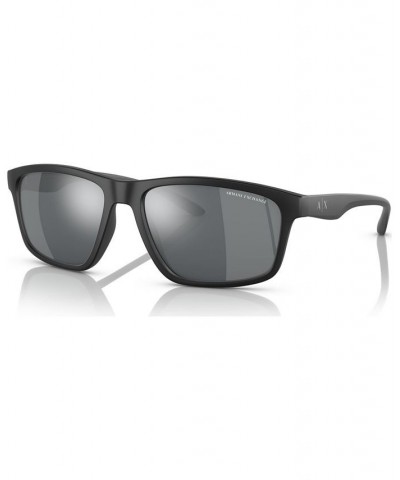 Men's Low Bridge Fit Sunglasses AX4122SF59-Z Shiny Crystal $13.68 Mens