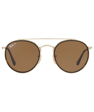 Polarized Sunglasses RB3647N ROUND DOUBLE BRIDGE GOLD/BROWN GRADIENT POLAR $60.48 Unisex
